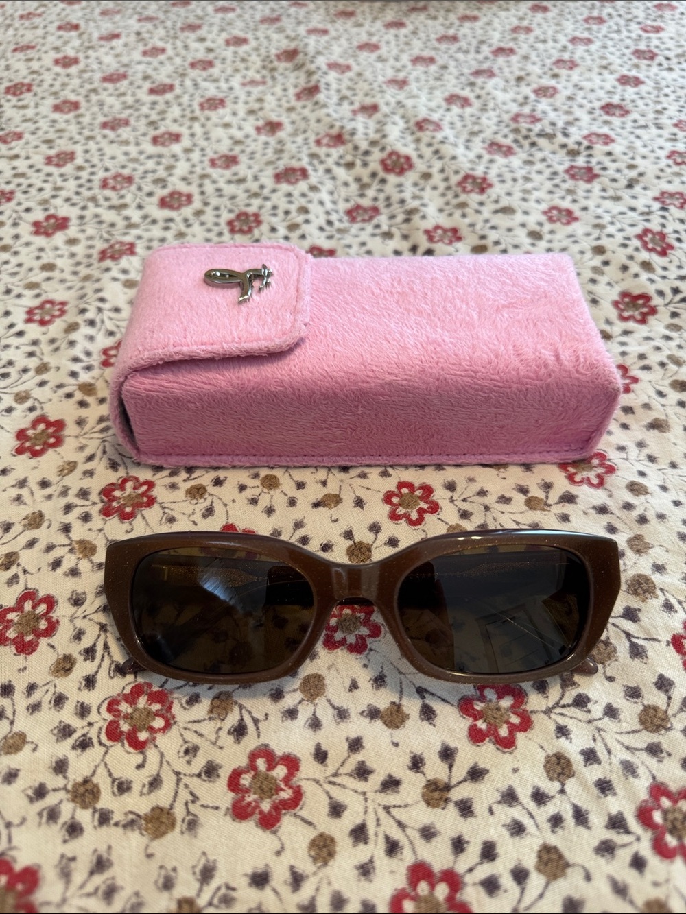 Crap Eyewear Brown Sparkle gothic breeze Sunglasses with Pink Case